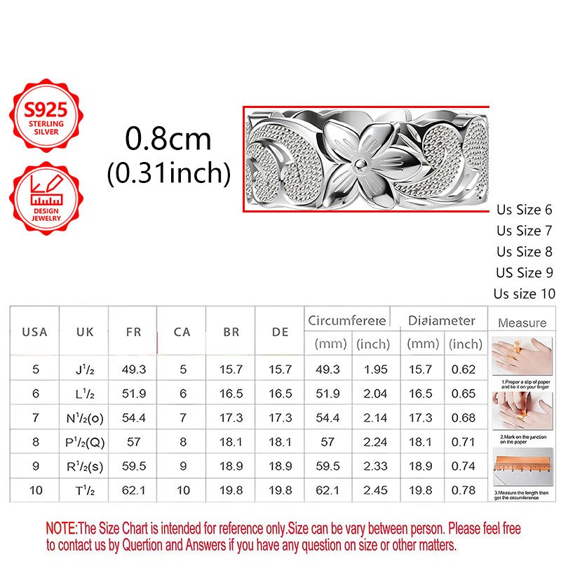 Women's 925 Sterling Silver Classic Ring for Daily Outings
